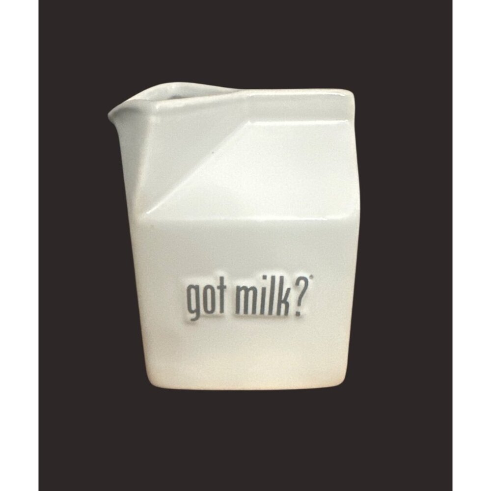 White Ceramic "Got Milk?" Milk Carton Shaped Creamer By At Home International‎